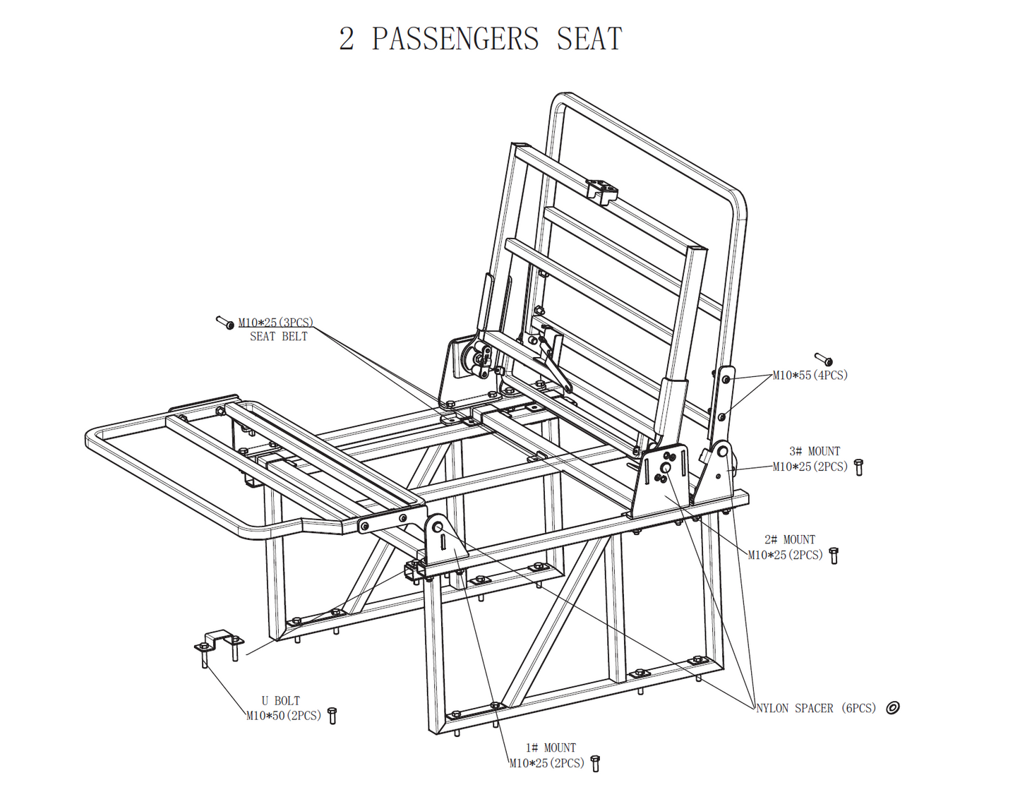 Universal Folding Seat Bed 2 or 3 Passenger