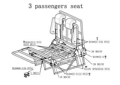 Universal Folding Seat Bed 2 or 3 Passenger