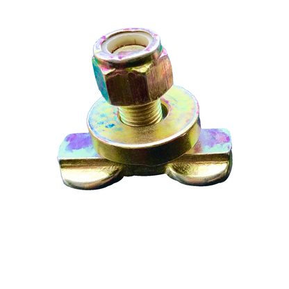 Front detail of the L-Track double-lug threaded stud fitting and nylon lock nut